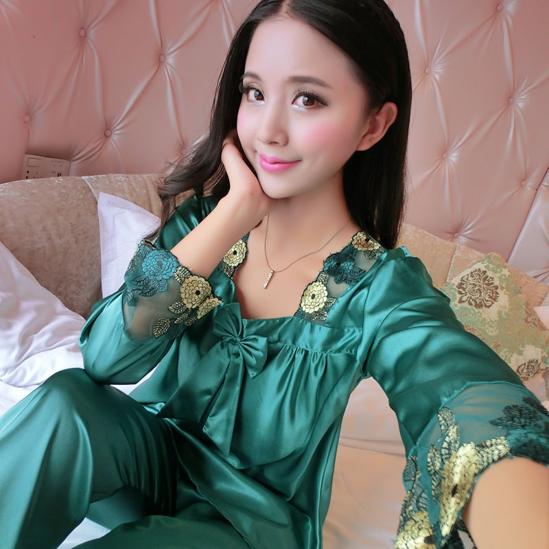 春季女士两件套性感丝绸家居服
