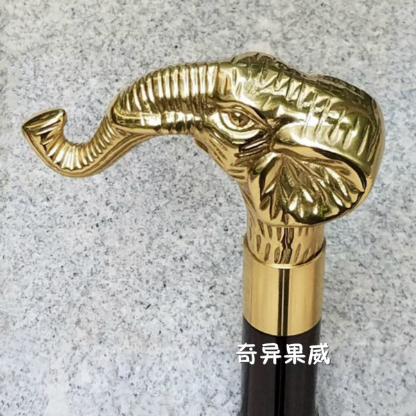 外贸纯铜大象头实木绅士手杖权杖拐杖文明棍影视拍摄道具包邮推荐