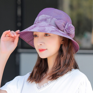 帽子女夏天户外遮阳帽薄款时尚盆帽外出游玩可折叠休闲防晒渔夫帽