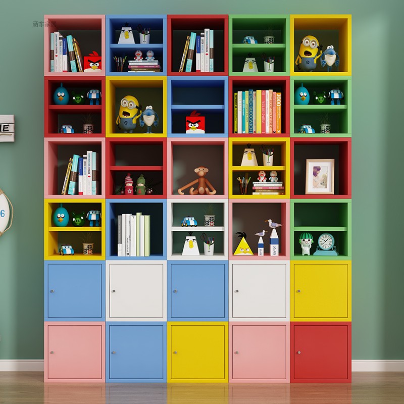 方格格柜自由组合学生带门储物柜格子收纳柜儿童彩色置物架套定制 住宅家具 单个书柜 原图主图