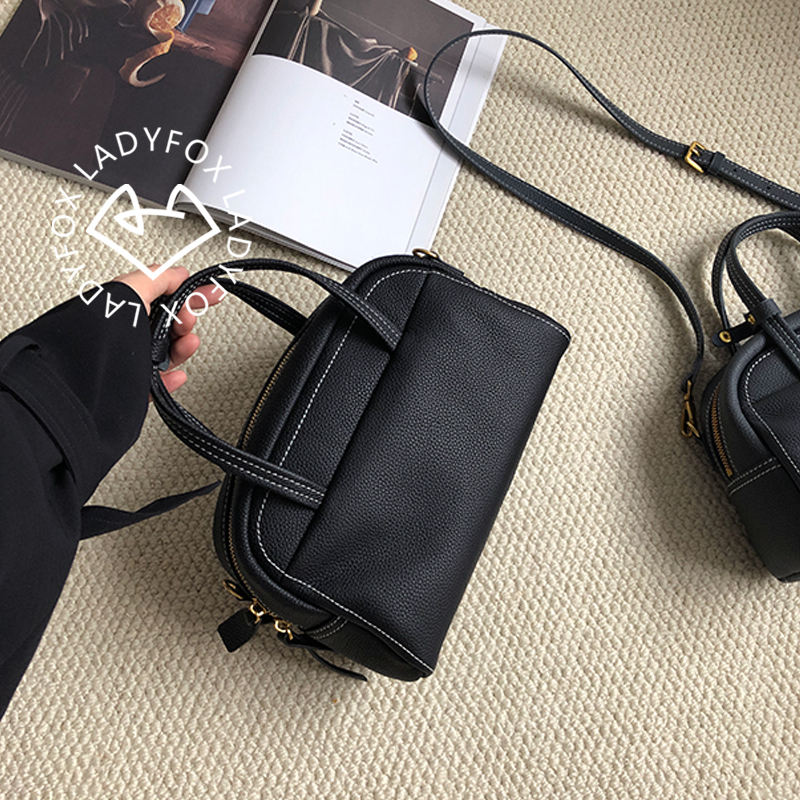 复古保龄球包真皮上班通勤