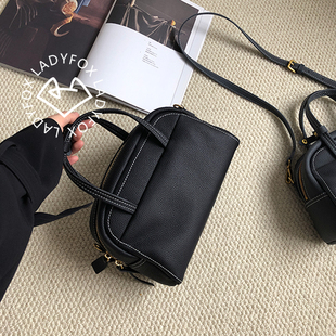 LADYFOX复古保龄球包真皮上班通勤手提单肩包新款百搭斜挎包