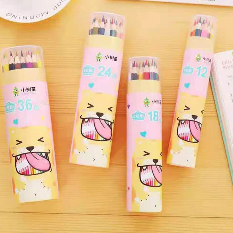 绘画彩色铅笔小树苗填色彩铅