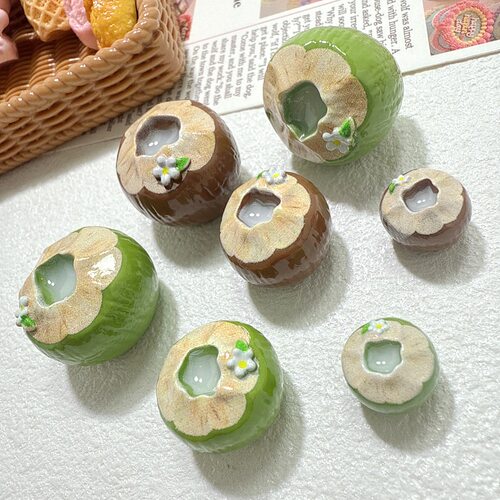 立体仿真绿椰汁树脂配件奶油胶diy发饰头绳洞洞鞋钥匙扣吊坠装饰