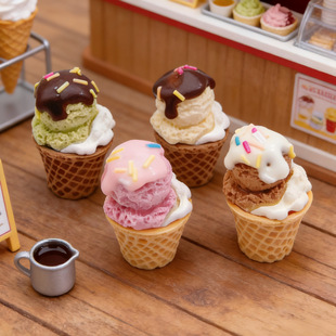仿真食玩甜筒冰淇淋树脂配件创意DIY奶油胶手工发夹挂饰烘焙店模
