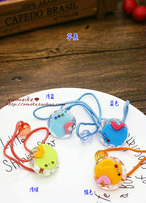 新款蝴蝶结欧美糖果色水钻水果儿童皮筋发圈同款头绳发绳头花发饰