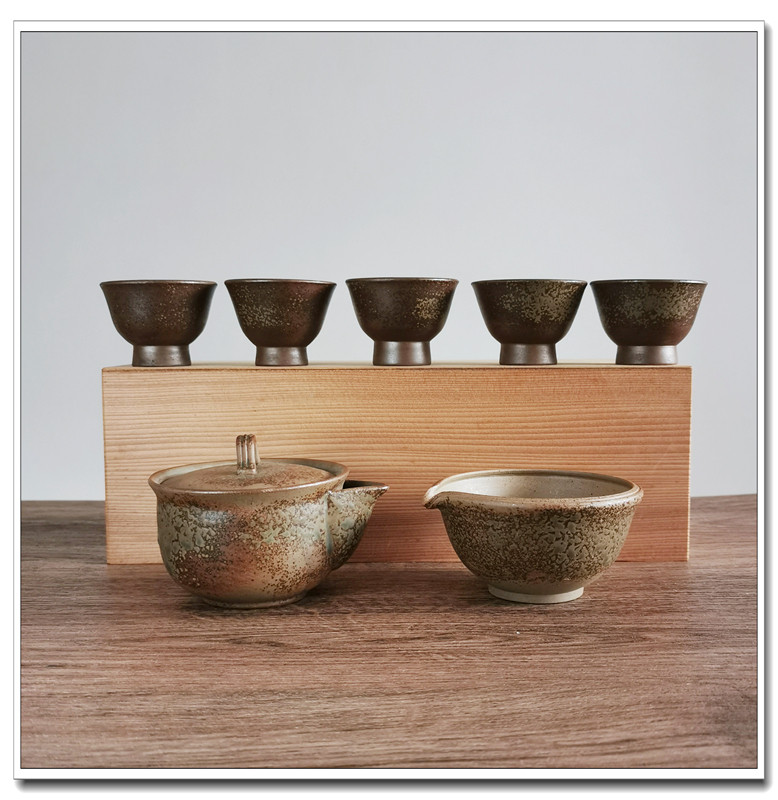 国内现货备前烧金重陶弘胡麻5客茶器宝瓶日式陶瓷茶具壶主人杯