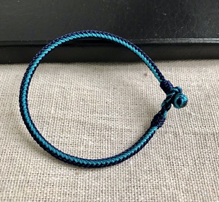 五行补水 五行缺水 饿水命 湖蓝 藏蓝 双色手工编织 3毫米