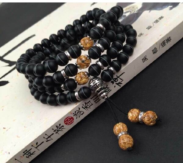 一线药师8毫米108佛珠 配金珀
