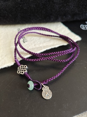 紫色腰链 紫气东来 五行补火 925银火令牌   本命年腰链