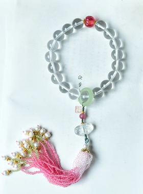 天然白水晶12毫米 18子佛珠 手持