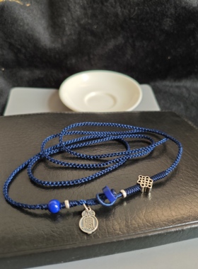 补水腰链 臧蓝色 925银 配件  手工编织