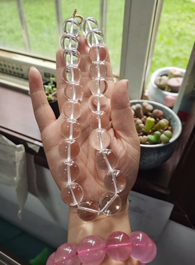 天然白水晶大灯泡  大珠项链 925银镀金扣 欧式风格