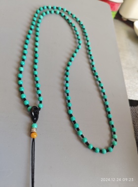 绿松石珠链  吊坠挂绳 手工编织