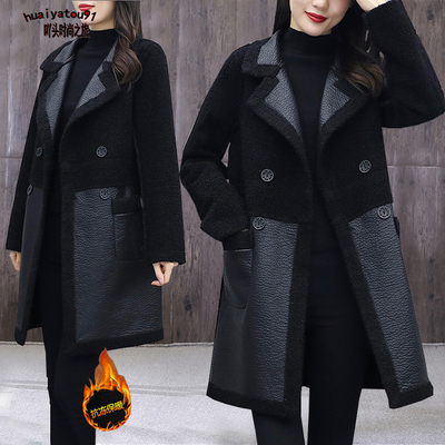 胖MM双面羊羔绒中长款特大码女装