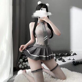 夜生活JK制服****内衣服丝袜诱惑一体连身网衣裙性感甜酷学妹套装