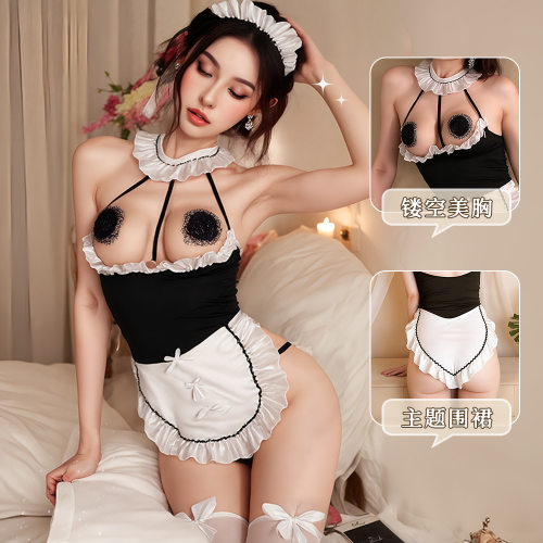 夜生活情趣内衣性感挂脖女仆装火辣诱惑二次元角色扮演COS服房事