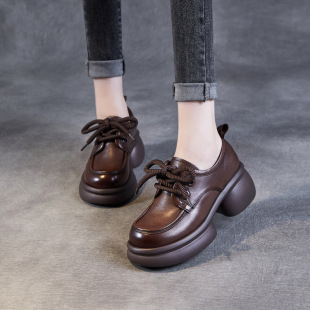 子女系带通勤鞋 松糕厚底英伦风乐福鞋 休闲百搭鞋 小皮鞋 女2026春季