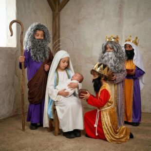 圣月瑟夫 中世纪牧羊人儿童cosplay黑红脸国王表演服派对演出服装