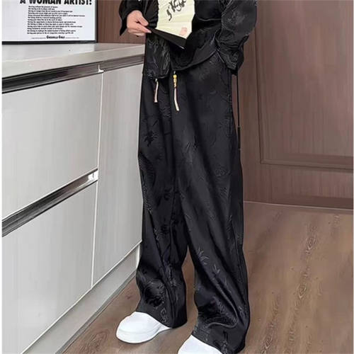 春季新中式垂感龙纹提花休闲裤