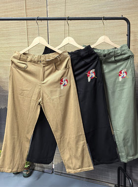 26A13C2新中式斜纹棉潮流工装裤中国风重磅复古风刺绣百搭直筒裤