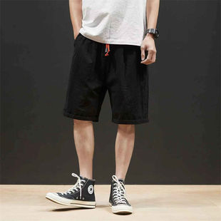 亲肤透气吸汗休闲中裤 25A11B2中国风棉麻短裤 宽松五分裤 薄款 夏季