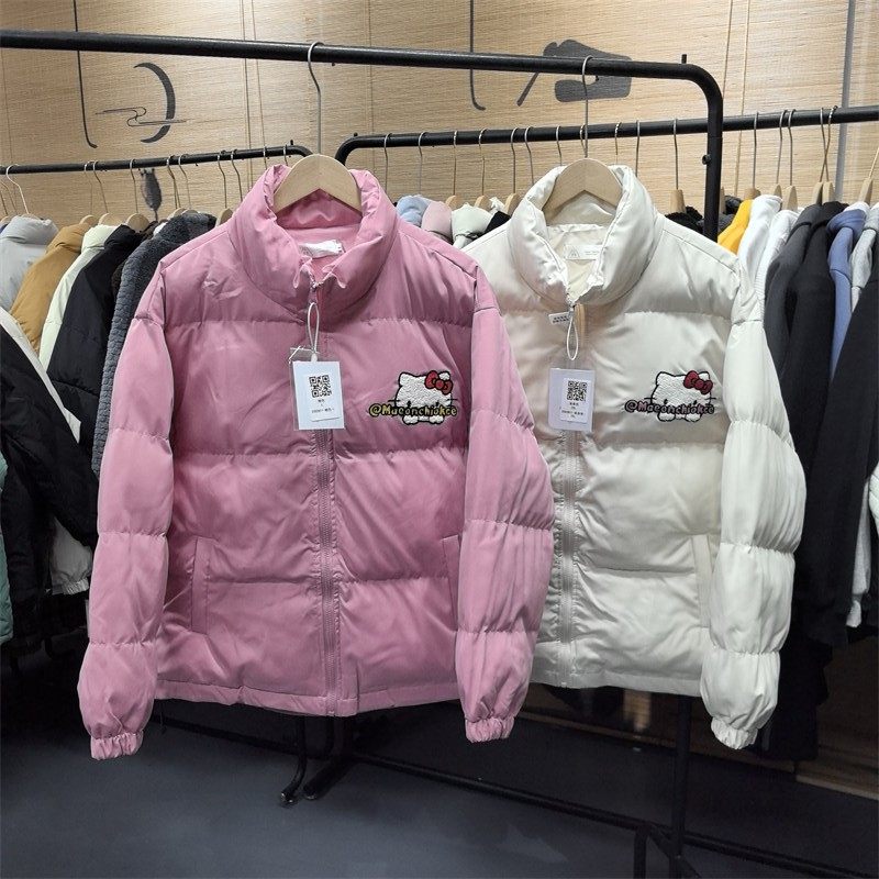 25B2B11国潮重磅刺绣保暖棉服男女冬季新款时尚慵懒立领棉衣外套