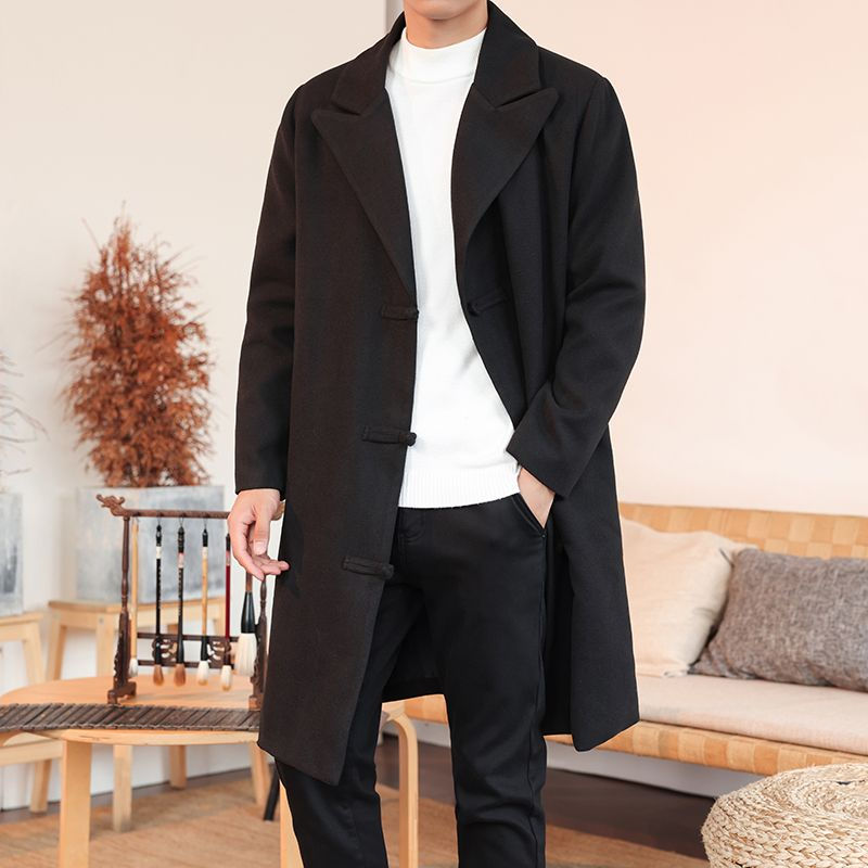 秋冬季新中式复古中长款呢大衣