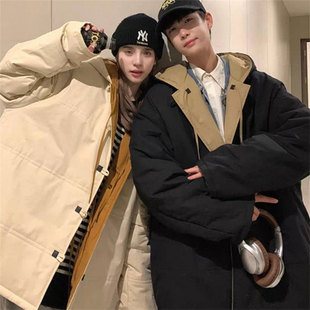 26C3D1新年新中式 双面穿连帽棉衣中国风宽松保暖纽扣棉服男女外套