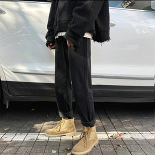港风ins复古直筒裤 男女休闲百搭老爹裤 潮流黑色牛仔裤 25A9B7韩版