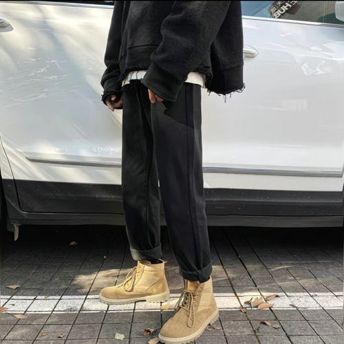 韩版潮流黑色牛仔裤老爹裤