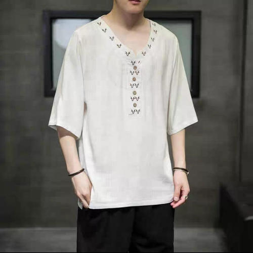 中国风短袖T恤亚麻茶艺禅汉服