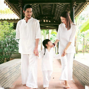 26C9B2中国风禅修居士服亚麻汉服套装 复古休闲禅意打坐练功服 中式