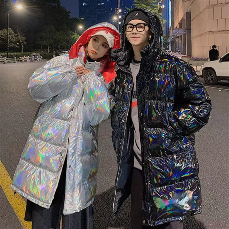 25B8B7爆款亮面免洗棉衣韩版中长款宽松棉服冬季情侣百搭棉袄外套