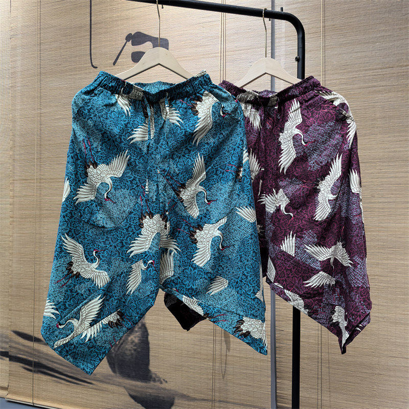 25A10B1夏季中国风棉麻七分短裤男女休闲宽松阔腿裤复古沙滩垮裤,男装,汉服,淘宝优惠券,粉丝福利购,淘宝优惠卷