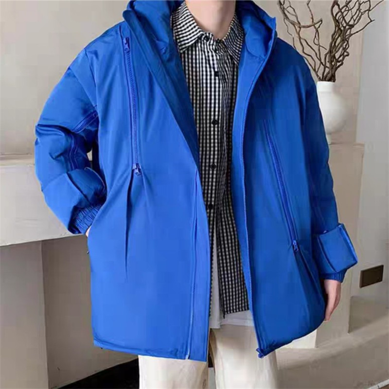 冬季休闲多拉链连帽棉服