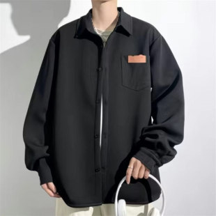 港风宽松休闲外套上衣服 潮流青年帅气衬衫 25A4C4衬衣男春秋季 新款