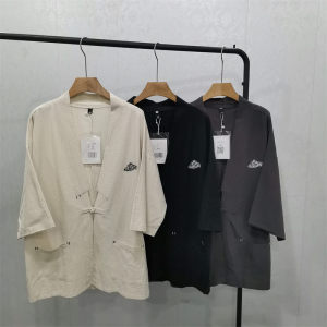 中国风男装改良汉服五分袖唐装披风外套中式短袖禅服复古茶服外套