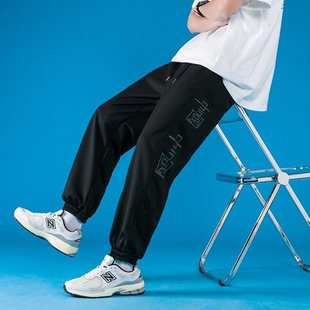 潮流百搭宽松运动九分裤 港风青少年束脚休闲裤 秋季 25D5C5休闲卫裤