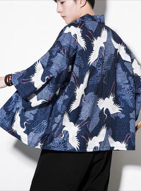 25C1C1夏季棉麻半袖汉服外套中国风复古开衫风衣道袍宽松大码唐装