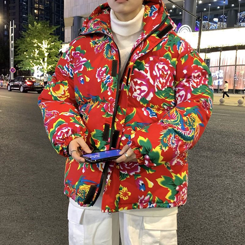 东北大花棉袄冬季情侣潮流复古棉服新中式保暖网红喜庆棉衣面包服