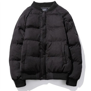 25C4C3冬季 复古风棒球服情侣加厚棉衣休闲外套飞行百搭纯色面包服