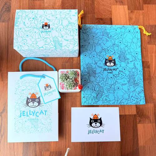 JC英国jellycat原装蓝色抽绳防尘袋手提袋卡片礼品袋