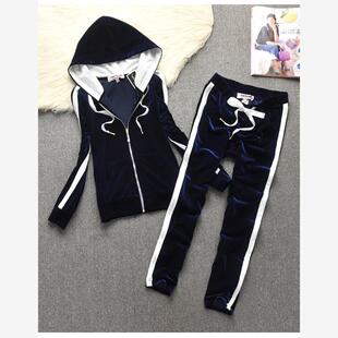 juicy coconut金丝绒运动套装女士连帽卫衣修身开衫春秋长袖外套