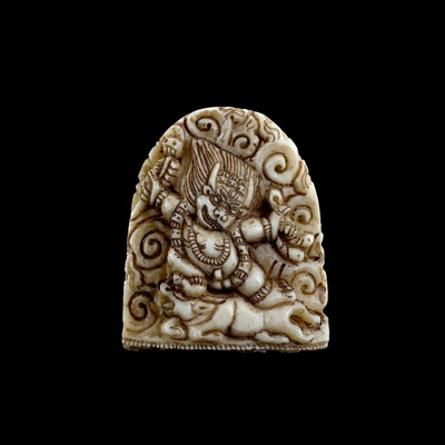 尼泊尔阎魔敌骨雕法衣片