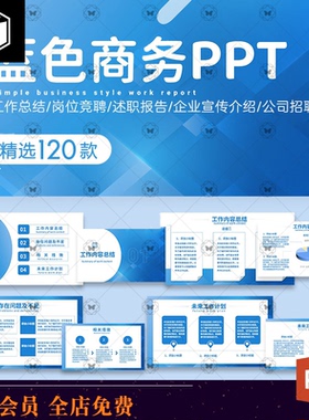 蓝色ppt模板商务高端大气动态简约年中工作总结述职报告企业宣传