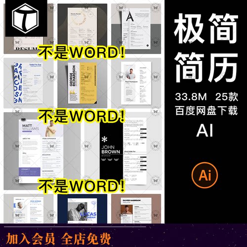 高端简约求职简历AI矢量模板