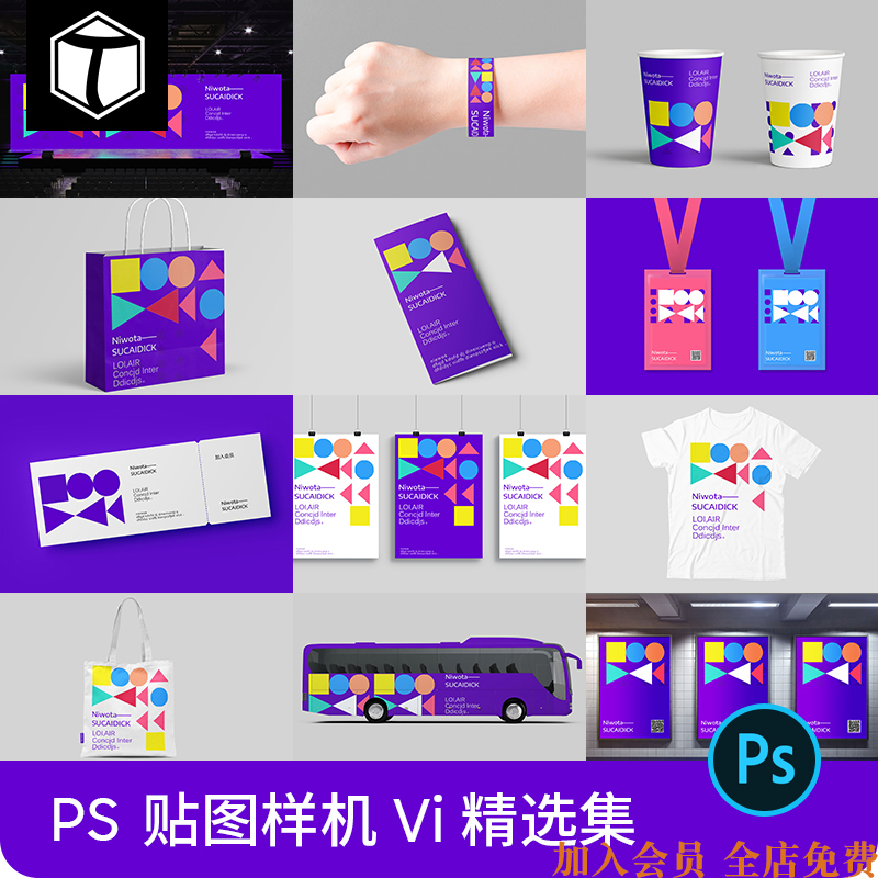高端文创艺术节音乐发布会品牌LOGO展示VI贴图样机PSD设计素材PS