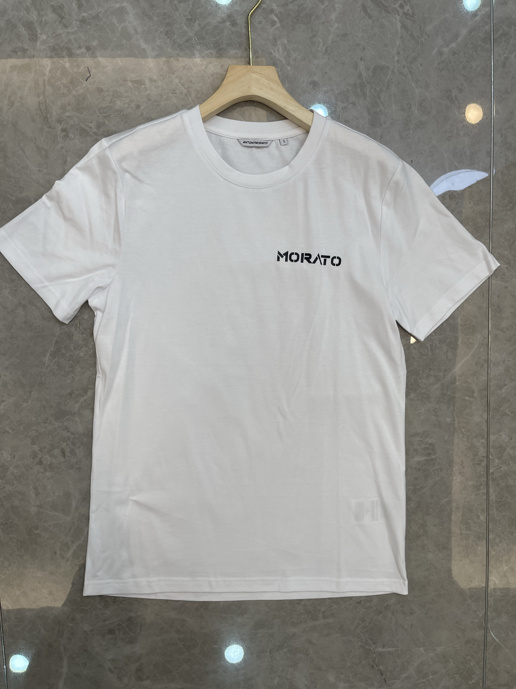 意大利安东尼原单尾货白色短袖T恤男圆领纯棉刺绣logo休闲男短袖