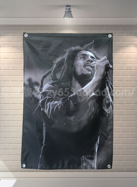 reggae雷鬼bob marley摇滚挂旗 酒吧livehouse琴行主播装饰背景布